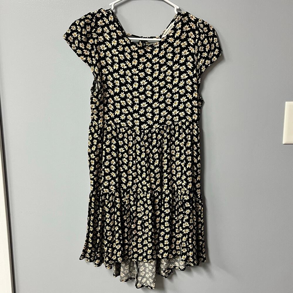 american eagle daisy floral babydoll dress black floral summer spring sz xs